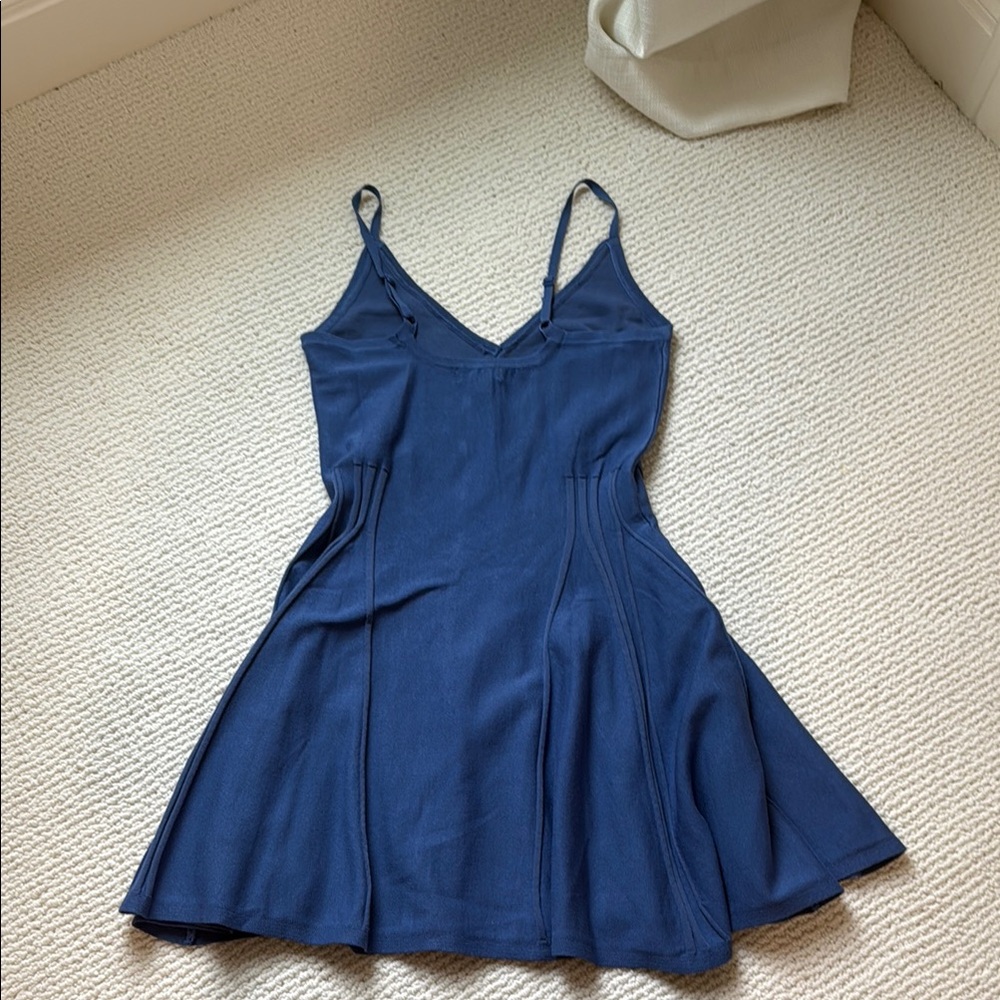 Blue Button Mini Dress - Picture 2 of 4